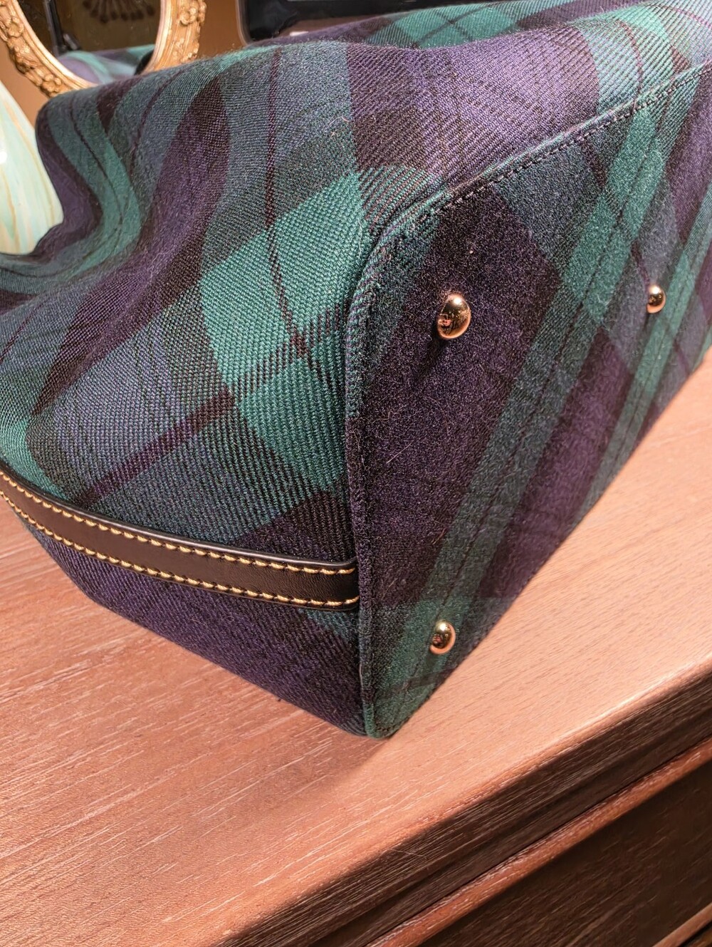 Dooney & Bourke Tartan Large Barlow Navy Plaid Tote w/ Wallet & Dusty(MSRP $645) - Picture 8 of 14